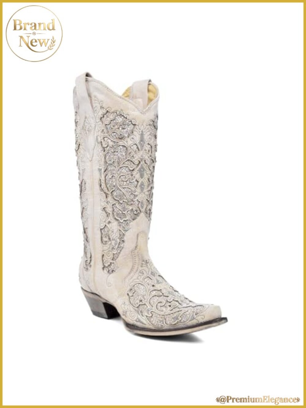 Western Snip Toe Boots Genuine Leather Cushioned Wedding Boots
